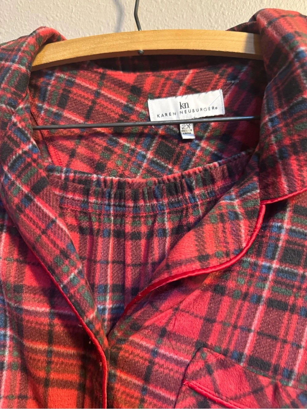 Karen Neuburger Red and Black Plaid Pajama Set